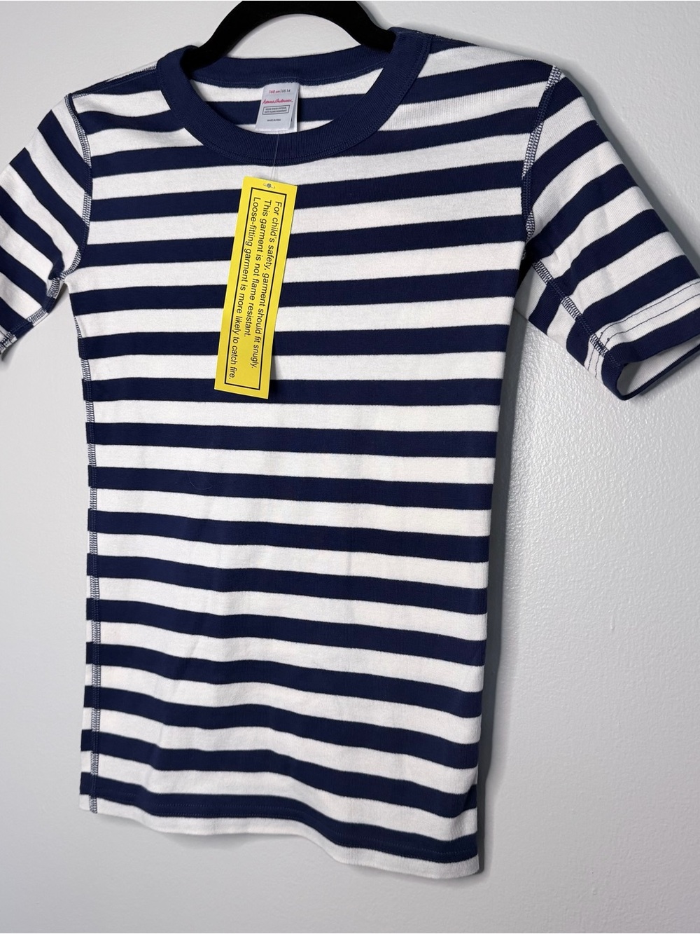Kids Navy & off-White Striped Tee - Classic Crew Neck